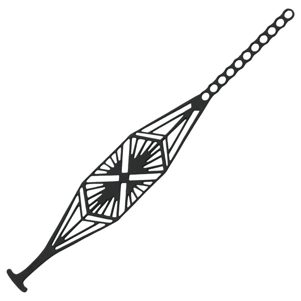 vue bracelet charleston, à plat, en entier. Noir, silicone, ladygum, bijoux fantaisies, marque française, créateurs, designers. Léger, souple, minimisant les allergies, résistant à l'eau, à la chaleur, longueur réglable, bracelet ajustable, fermoir en T. Style art déco, années 20, graphique, ethnique, montre, manchette.