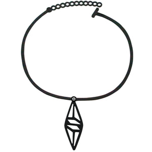 vue en entier à plat longueur réglable fermoir en T collier pendentif graphique noir silicone ladygum strass swarovski cristal amovible riveté bijou fantaisie