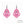 vue paire de boucles d'oreilles en entier. Modèle : arabesque, couleur : malabare, rose tonique, rose vif, fuchsia, avec option strass cristal amovible et riveté. Attache dormeuse en acier inoxydable. Style orientale, celtique, ajouré, tribal, motif. Ladygum, marque française, bijoux fantaisies en silicone. Légères, souples, pendantes, longues, minimisant les allergies. Cadeau original.