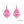 vue paire de boucles d'oreilles en entier. Modèle : arabesque, couleur : malabare, rose tonique, rose vif, fuchsia. Attache dormeuse en acier inoxydable. Style orientale, celtique, ajouré, tribal, motif. Ladygum, marque française, bijoux fantaisies en silicone. Légères, souples, pendantes, longues, minimisant les allergies. Cadeau original.