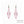 vue paire de boucles d'oreilles graphique, couleur : barbe à papa, rose pastel, poudré, vieux rose, rose baby, avec option strass cristal amovible et riveté. Attache dormeuse en acier inxoydable. Ladygum, marque française, bijoux fantaisies en silicone. Style : longues, pendantes, contemporaines, géométrique, losange, ajouré. Cadeau original.