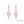 vue paire de boucles d'oreilles graphique, couleur : barbe à papa, rose pastel, poudré, vieux rose, rose baby. Attache dormeuse en acier inxoydable. Ladygum, marque française, bijoux fantaisies en silicone. Style : longues, pendantes, contemporaines, géométrique, losange, ajouré. Cadeau original.