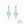 vue paire de boucles d'oreilles graphique, couleur : menthe glaciale, vert, bleu, pastel, vert d'eau, avec option strass cristal amovible et riveté. Attache dormeuse en acier inxoydable. Ladygum, marque française, bijoux fantaisies en silicone. Style : longues, pendantes, contemporaines, géométrique, losange, ajouré. Cadeau original.