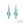 vue paire de boucles d'oreilles graphique, couleur : turquoise, vert, bleu, foncé, avec option strass cristal amovible et riveté. Attache dormeuse en acier inxoydable. Ladygum, marque française, bijoux fantaisies en silicone. Style : longues, pendantes, contemporaines, géométrique, losange, ajouré. Cadeau original.