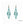 vue paire de boucles d'oreilles graphique, couleur : turquoise, vert, bleu, foncé. Attache dormeuse en acier inxoydable. Ladygum, marque française, bijoux fantaisies en silicone. Style : longues, pendantes, contemporaines, géométrique, losange, ajouré. Cadeau original.