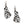 vue paire de boucles d'oreilles à plat, modèles rose japonaises longues, pendantes. Attache dormeuse en acier inoxydable. Style fleur, floral, nature, romantique, amour. Résistantes à l'eau/à la chaleur/à la lumière, souple, léger.