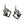 vue à plat, à en entier, paire de boucles d'oreilles, modèle Tétris, couleur noir.  Ladygum, marque française, bijoux fantaisies en silicone, créateurs, designers. Style carré, graphique, puzzle, cube, contemporain. Attache dormeuse en acier inoxydable, souples légères. Cadeau original.