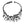 vue à plat, en entier, collier corail, disponible en noir. Silicone, bijoux fantaisies. Marque française, créateurs, designers. Style nature, floral, aquatique, tropical, tropique, été, plage. LadyGum. Léger, souple, longueur réglable, bijou ajustable, fermoir en T.