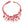 vue à plat, en entier, collier corail, disponible en rouge/brique/corail. Silicone, bijoux fantaisies. Marque française, créateurs, designers. Style nature, floral, aquatique, tropical, tropique, été, plage. LadyGum. Léger, souple, longueur réglable, bijou ajustable, fermoir en T.