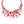 vue gros plan, détails plastron, collier corail à plat, disponible en rouge/brique/corail. Silicone, bijoux fantaisies. Marque française, créateurs, designers. Style nature, floral, aquatique, tropical, tropique, été, plage. LadyGum. Léger, souple, longueur réglable, bijou ajustable.